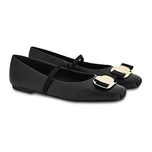 Ferragamo Women's Zina Bow Mary Jane Ballet Flats  - Black - Size: 9