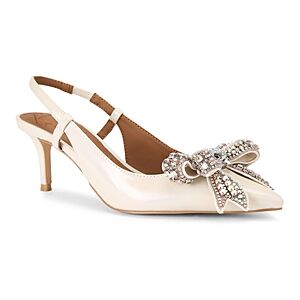 Kurt Geiger London Women's Belgravia Court Bow Embellished Slingback Pumps  - Open White - Size: 9.5