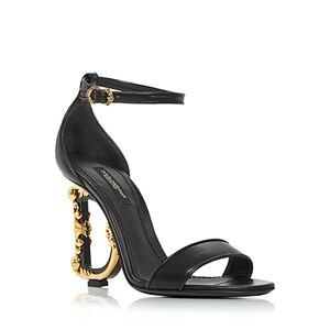 Dolce & Gabbana Women's D & G Sculpted High Heel Sandals  - Black Leather - Size: 9 US / 39 EU