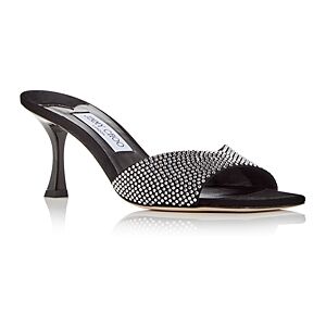 Jimmy Choo Women's Skye 70 Embellished High Heel Slide Sandals  - Black/Crystal - Size: 9.5 US / 39.5 EU