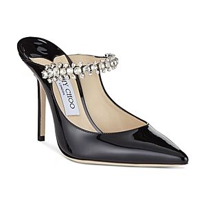 Jimmy Choo Women's Bing 100 Embellished High Heel Mules  - Black Patent Leather - Size: 5.5 US / 35.5 EU