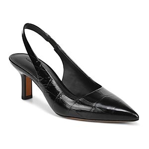 Vince Women's Patrice Pointed Toe Slip On Slingback Pumps  - Black Croc - Size: 5.5