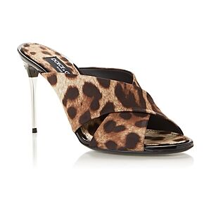 Dolce & Gabbana Women's Crossover High Heel Sandals  - Leopard Print - Size: 5.5 US / 35.5 EU