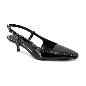 Kenneth Cole Women's Martha Slingback Pumps  - Black Crinkle Patent - Size: 8.5