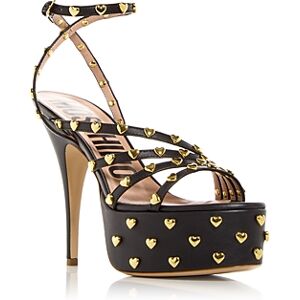 Moschino Women's Heart Stud Platform High Heel Sandals  - Black - Size: 9 US / 39 EU