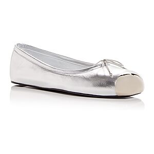 Alexander McQUEEN Women's Punk Cap Toe Ballet Flats  - Silver - Size: 5 US / 35 EU