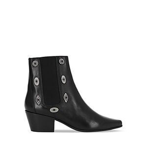 The Kooples Women's Pointed Toe Decorated Stretch Block Heel Chelsea Boots  - Black - Size: 38