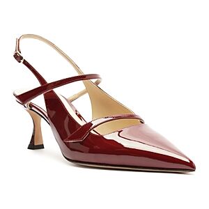 Alexandre Birman Women's Tita Pointed Toe Mid Heel Slingback Pumps  - Cherry Lacquer - Size: 7.5