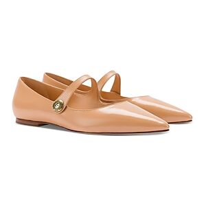 Larroude Women's Caroline Mary Jane Ballet Flats  - Tan - Size: 8.5