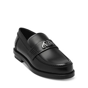 Alexander McQUEEN Women's Slip On Embellished Loafer Flats  - Black/Silver - Size: 5 US / 35 EU