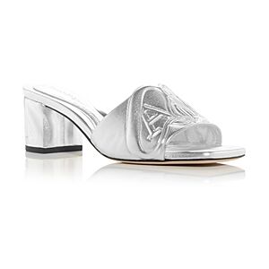 Alexander McQUEEN Women's Embossed Block Heel Slide Sandals  - Silver - Size: 5 US / 35 EU