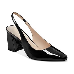 Marc Fisher Ltd. Women's Valinda Pointed Toe Block Heel Slingback Pumps  - Black - Size: 9