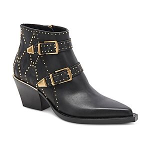 Dolce Vita Women's Ronnie Studded Ankle Boots  - Black Leather - Size: 6.5