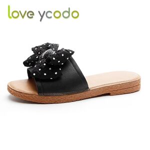 Love Ycodo Brand Summer Women's and Student Natural Leather Fashion Slippers Large Size 35-43