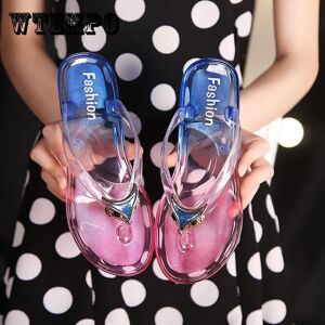 WTEMPO Crystal Fashion Non-slip Flip Flops Beach Sandals and Slippers Female Students Ins Korean Version of The Flat Bottom Wear Slippers