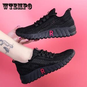 WTEMPO Old Beijing Cloth Shoes Women's Flat Shoes Casual Work Shoes Women's Black Soft-soled Dancing Mesh Shoes Mother Shoes Non-slip