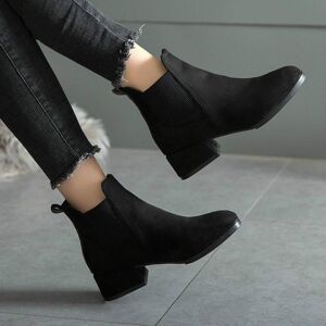 Shoes Women Autumn Winter Boots Women Camel Black Ankle Boots for Women Thick Heel Slip on Ladies Shoes  Boots