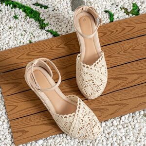 Temu Women's Solid Color Elegant Sandals, Ankle Buckle Strap Platform Closed Toe Hollow Out Shoes, Espadrilles Wedge Beach Shoes Khaki 10