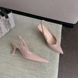 SHEIN Point Toe Stiletto Heeled Slingback Pumps, Fashionable Solid Color Pink Lotus Root Starch High Heel Shoes For Women Dusty Pink CN35,CN36,CN37,CN38,CN39,CN40,CN41 Women