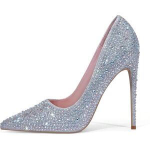 SHEIN Women's Fashionable High-heeled Pumps With Rhinestone Decor, 12cm Heel Height Silver US10,US11,US6,US7,US8,US8.5,US9,US9.5 Women