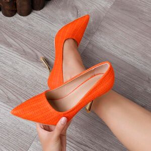 SHEIN Women's Fashionable Orange Pointed Toe Stiletto High-heeled Pumps Burnt Orange CN35,CN36,CN37,CN38,CN39,CN40,CN41,CN42 Women