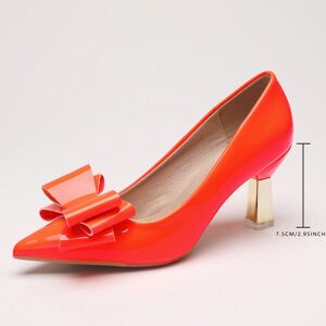 SHEIN Europe And Us Style Sexy Butterfly Knot Pointed Toe High Heel Or Chunky Heel Pumps For Spring & Autumn Orange CN36,CN37,CN38,CN39,CN40,CN41,CN42,CN43 Women