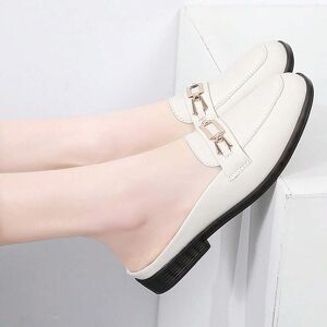 SHEIN Spring/Summer New Arrival Flat Square Toe Women's Loafers, Made Of Genuine Leather With Soft Soles, Suitable For Work And Casual Occasions Beige CN35,CN36,CN37,CN38,CN39,CN40 Women