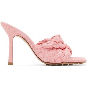 Bottega Veneta Pink Raffia Stretch Heeled Mules  - 5657 Blosso - Size: IT 35 - female