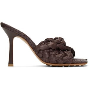 Bottega Veneta Brown Raffia Stretch Heeled Mules  - 2019 Bitter Chocolat - Size: IT 36 - female