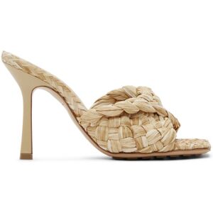 Bottega Veneta Beige Raffia Stretch Heeled Mules  - 2627 Macadamia - Size: IT 36 - female