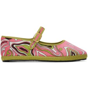 PUCCI Pink & Green Velvet Ballerina Flats  - 065 Verde - Size: IT 37 - female