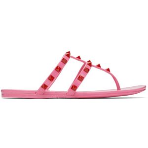 Valentino Garavani Pink Rubber Rockstud Sandals  - 245 Feminin - Size: IT 35 - female