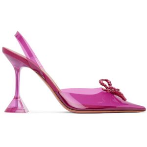 Amina Muaddi Pink Rosie Glass Sling Heels  - Magenta - Size: IT 36.5 - female
