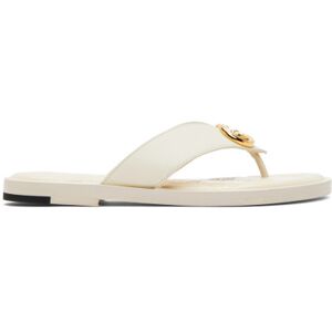 Gucci Off-White Interlocking G Flat Sandals  - 9022 Mystic White - Size: IT 35 - female