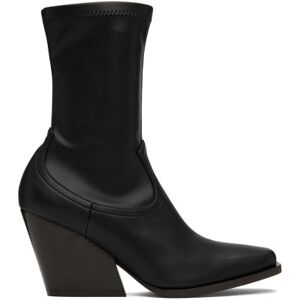 Stella McCartney Black Faux-Leather Cowboy Boots  - 1000 Black - Size: IT 36 - female