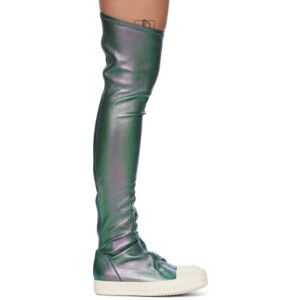 Rick Owens Green Stocking Sneaks Boots  - 35I11 Iridescent/Mil - Size: IT 37 - female