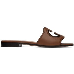 Gucci Brown Interlocking G Flat Sandals  - 2535 Cuir - Size: IT 35 - female