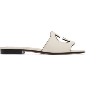 Gucci Off-White Interlocking G Flat Sandals  - 9022 Mystic White - Size: IT 35 - female