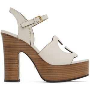 Gucci Off-White Interlocking G Heeled Sandals  - 9022 Mystic White - Size: IT 35.5 - female