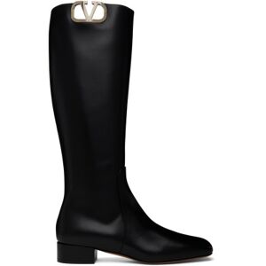 Valentino Garavani Black VLogo Tall Boots  - 0No Nero - Size: IT 36.5 - female