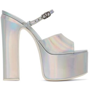 Valentino Garavani Silver Tan-Go Heeled Sandals  - S13 Silver - Size: IT 38.5 - female