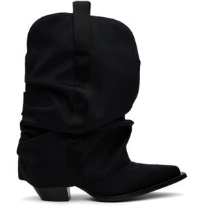 R13 Black Chunky Sleeve Cowboy Boots  - Black Tuxedo - Size: IT 37 - female