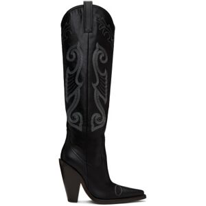 Moschino Black High Western Boots  - A1555 Fantasy Black - Size: IT 37 - female