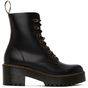 Dr. Martens Black Leona Boots  - Black Vintage Smooth - Size: US 5 - female
