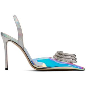 MACH & MACH Silver Triple Heart Heels  - Iridescent - Size: IT 36.5 - female