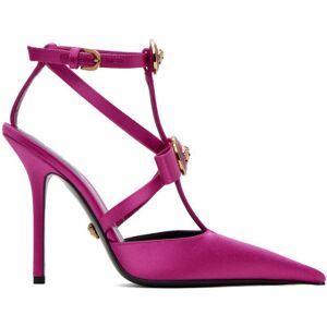 Versace Pink Gianni Ribbon Cage Satin Heels  - 1PP4V-Warterlily-Ver - Size: IT 35 - female