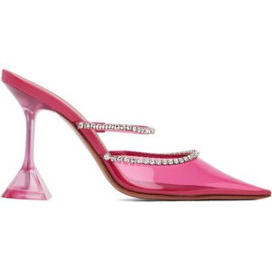 Amina Muaddi Pink Gilda Glass 95 Mules  - Lotus Pink White Cry - Size: IT 35.5 - female