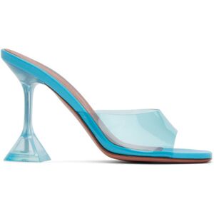 Amina Muaddi Blue Lupita Glass 95 Slipper Heeled Sandals  - Sky - Size: IT 37 - female