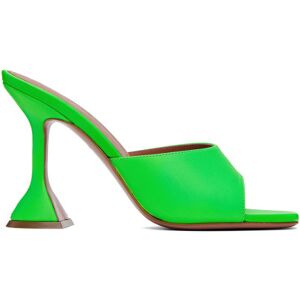 Amina Muaddi Green Lupita Slipper Heeled Sandals  - Fluo Green - Size: IT 37 - female