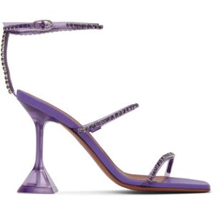 Amina Muaddi Purple Gilda Glass Heeled Sandals  - Tanzanite - Size: IT 38.5 - female